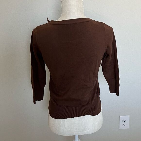 Calvin Klein Jeans Brown Sweater with Bow at Neckline Size S/P - Picture 3 of 5